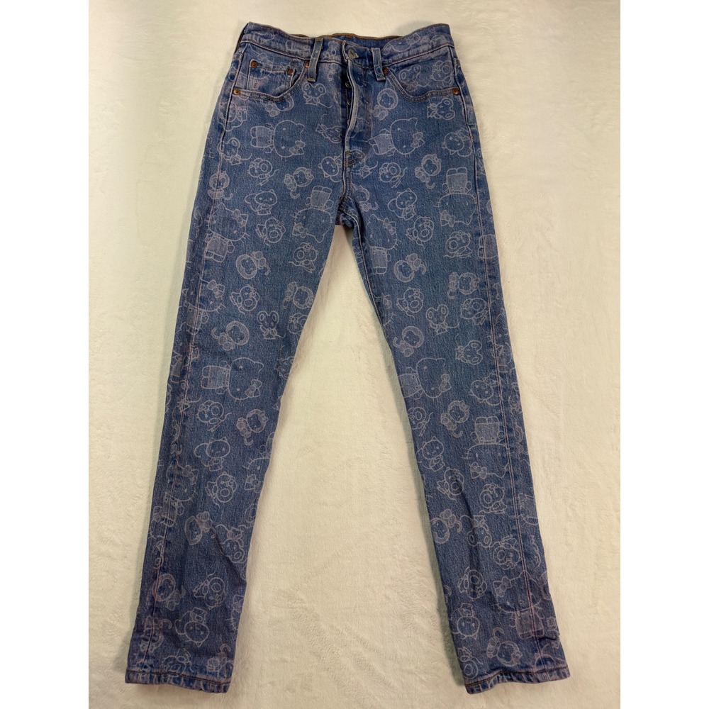 Red Tab Levis Premium 501 Hello Kitty Sanrio Character Jeans Blue Pink SZ 25/28